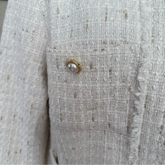 Nanette Lepore Elegant White Tweed Jacket size XL - Picture 4 of 9